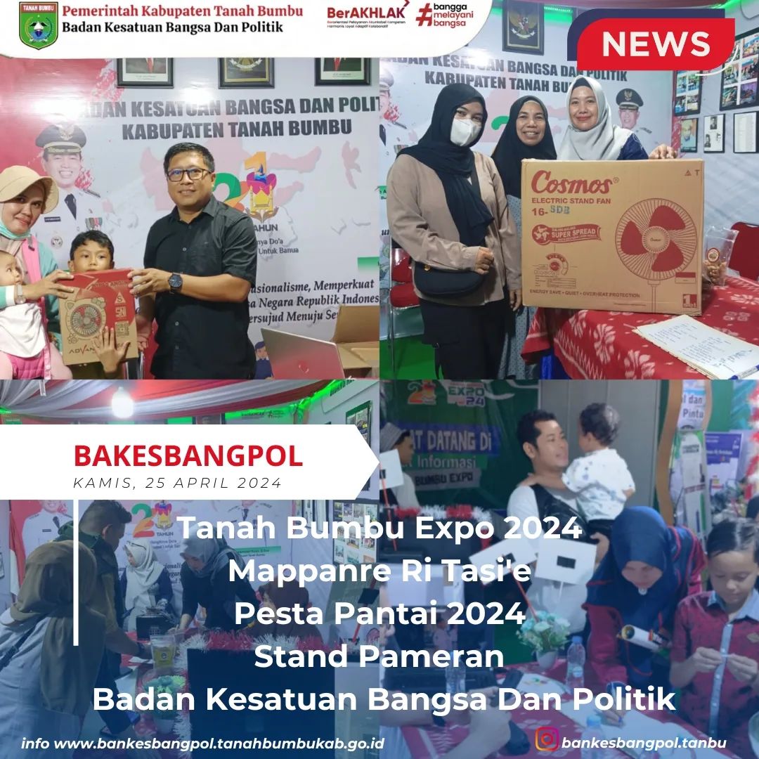 TANAH BUMBU EXPO 2024 MAPPANRE RI TASI'E PESTA PANTAI PAGATAN STAND PAMERAN BANKESBANGPOL