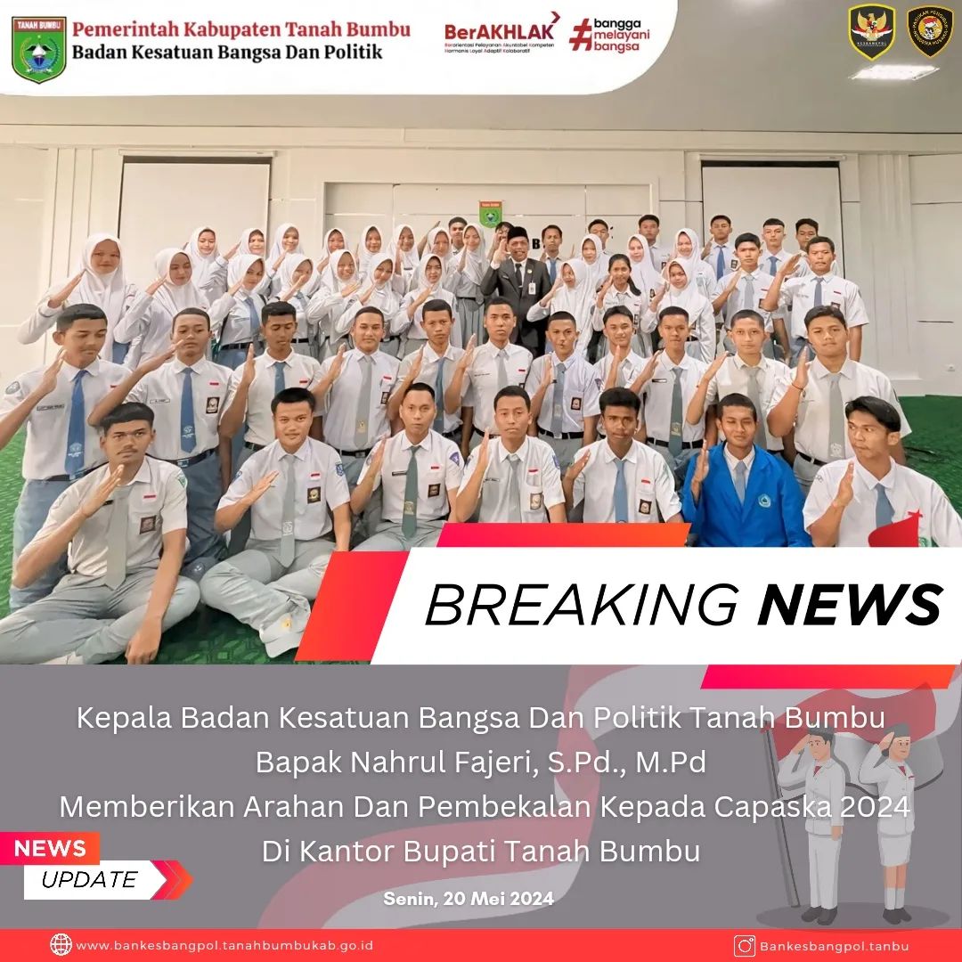KEPALA BADAN KESATUAN BANGSA DAN POLITIK KAB. TANAH BUMBU MEMBERIKAN ARAHAN KEPADA PARA CAPASKA 2024