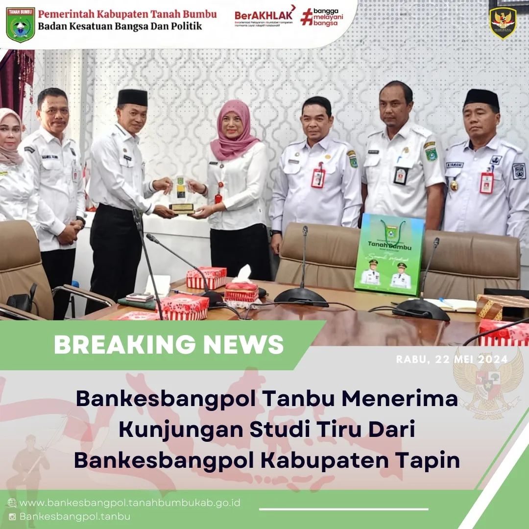 BANKESBANGPOL TANBU MENERIMA KUNJUNGAN STUDI TIRU DARI BANKESBANGPOL KAB. TAPIN