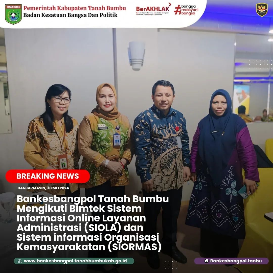BANKESBANGPOL TANBU MENGIKUTI BIMTEK SIOLA DAN SIORMAS