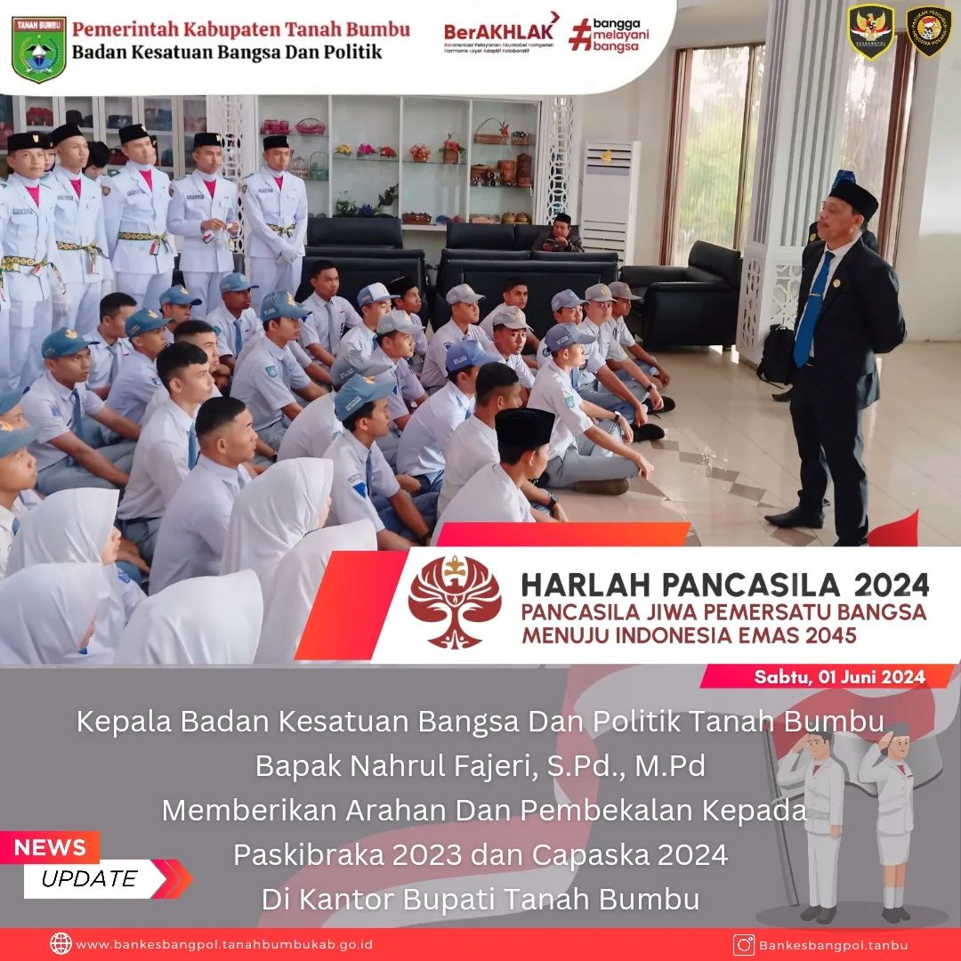 KEPALA BADAN KESBANGPOL MEMBERIKAN ARAHAN KEPADA PARA CAPASKA 2024 SEUSAI UPACARA HARLA PANCASILA