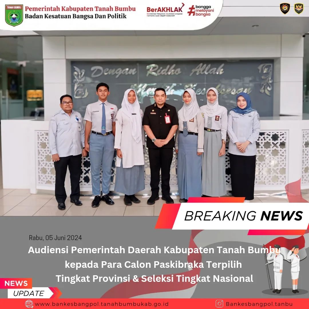 AUDIENSI PEMKAB KEPADA  CAPASKA YG LOLOS TINGKAT PROV & YANG AKAN MENGIKUTI SELEKSI TINGKAT NASIONAL