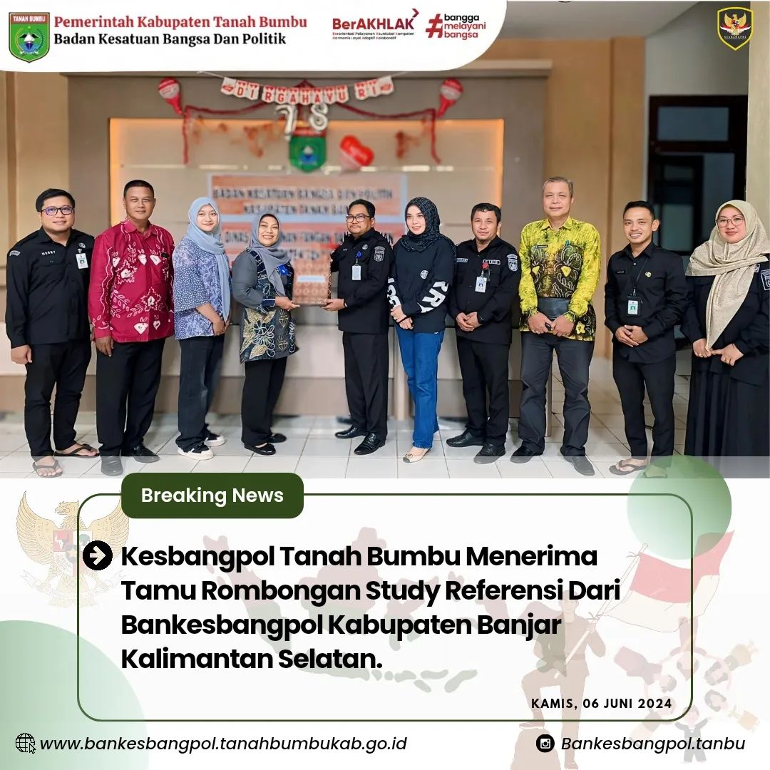 BANKESBANGPOL TANBU MENERIMA TAMU ROMBONGAN STUDY REFERENSI DARI BANKESBANGPOL KAB. BANJAR