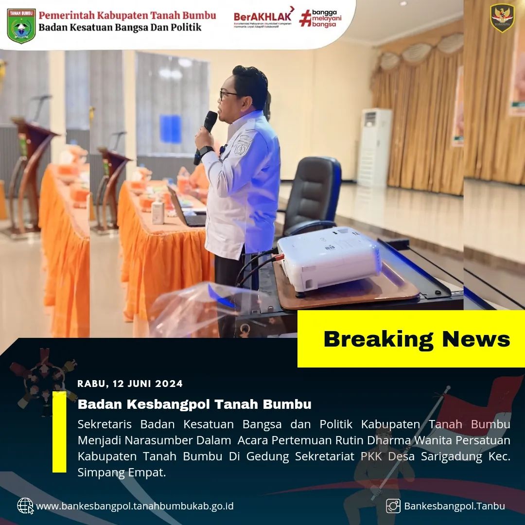 BANKESBANGPOL TANBU MENJADI NARASUMBER DALAM ACARA DWP KAB. TANBU 