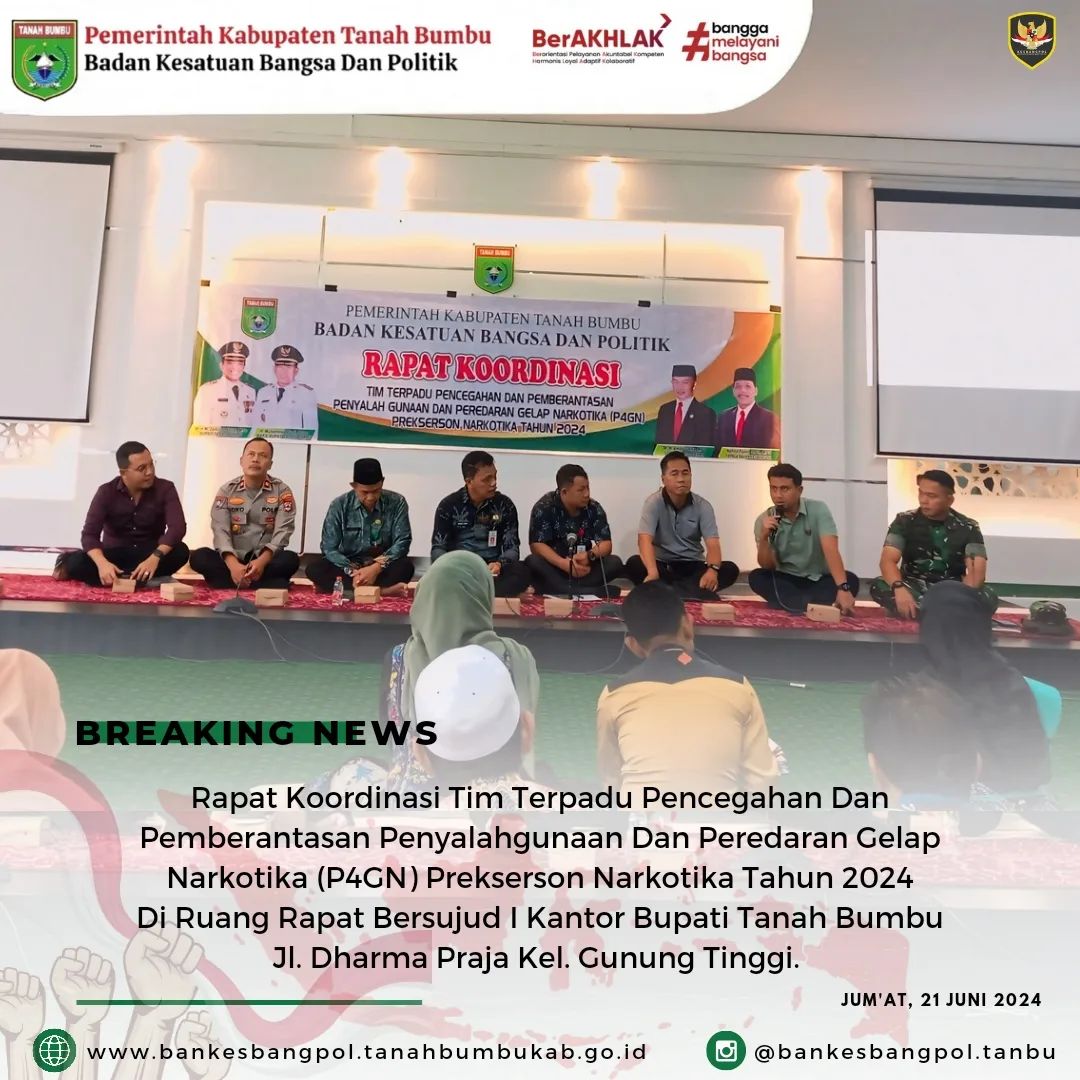 RAPAT KOORDINASI TIM TERPADU PENCEGAHAN DAN PEMBERANTASAN PENYALAHGUNAAN DAN PEREDARAN GELAP NARKOTIKA (P4GN) TAHUN 2024