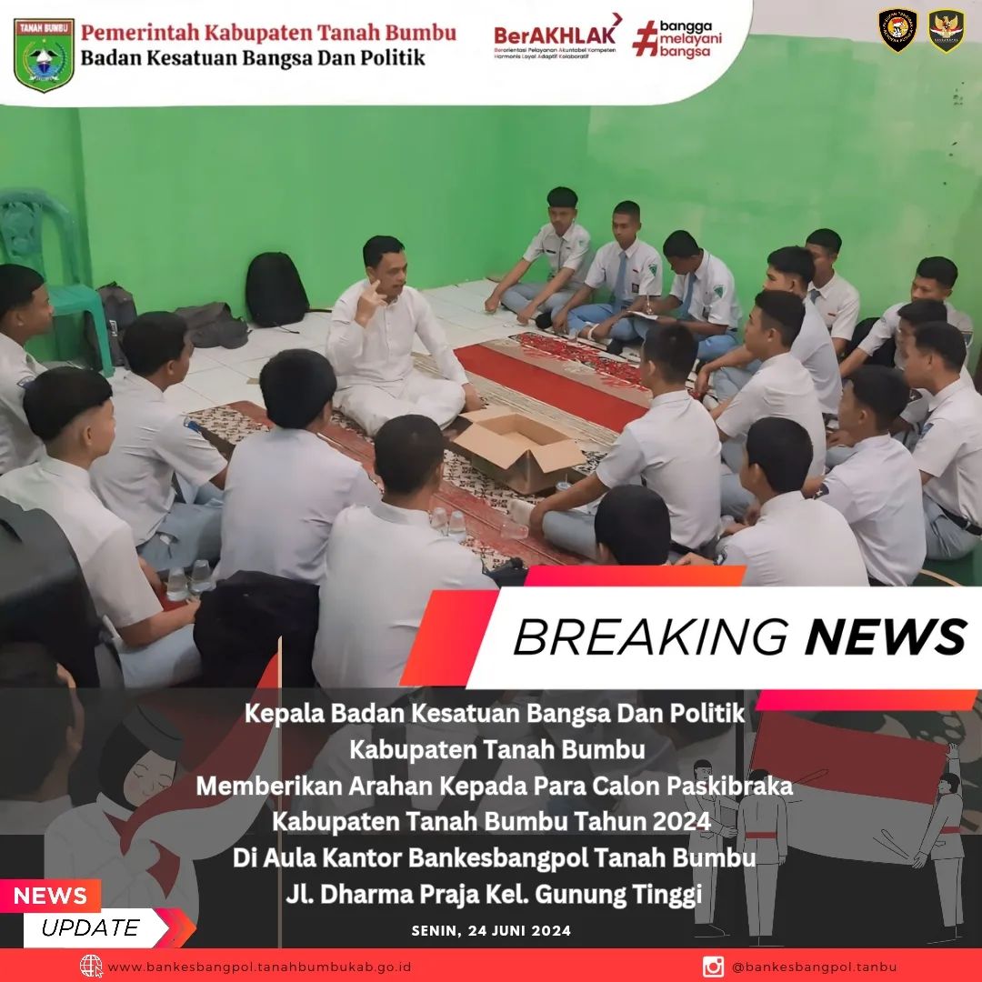 KEPALA BADAN KESATUAN BANGSA DAN POLITIK KAB. TANBU MEMBERIKAN ARAHAN KEPADA PARA CAPASKA 2024