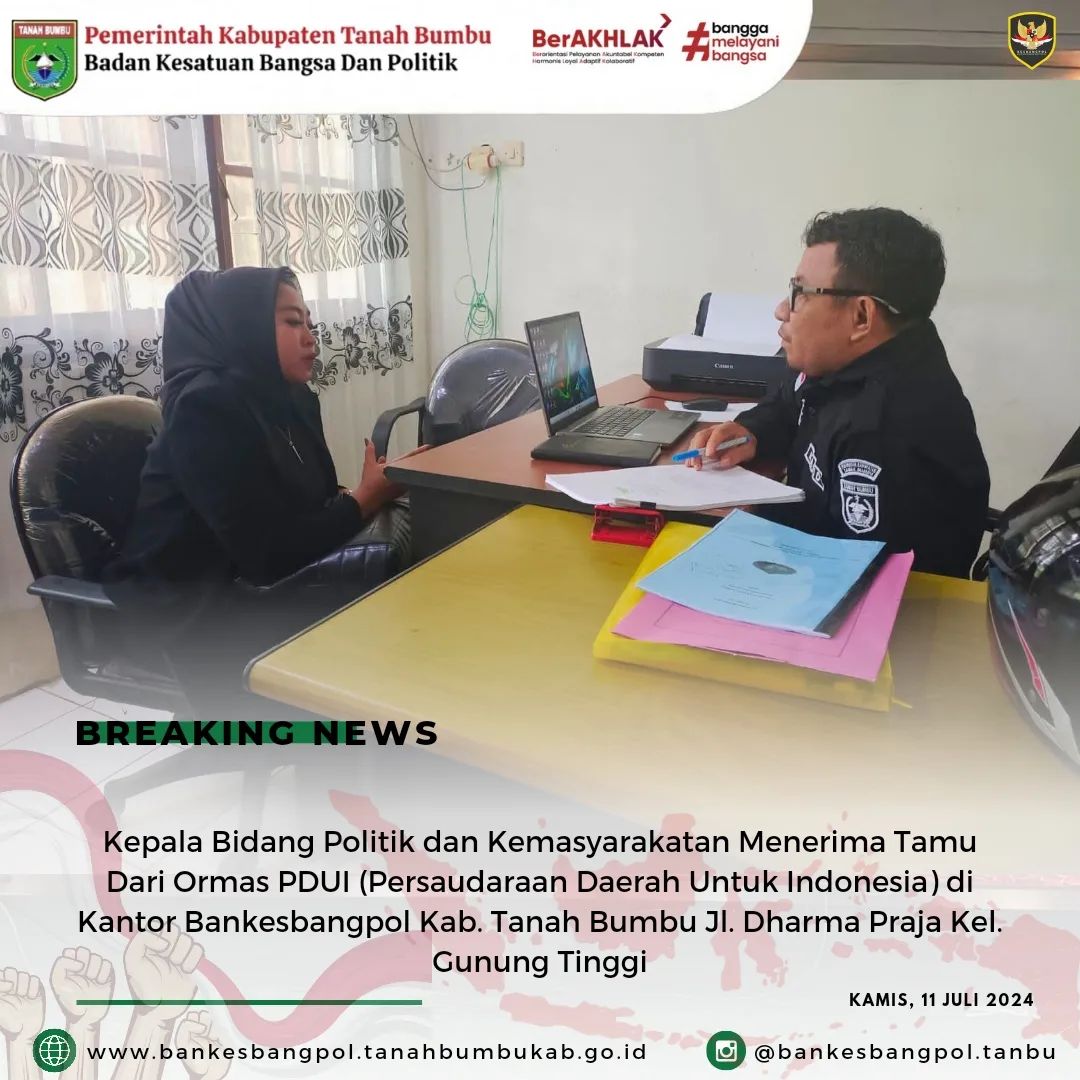 MENERIMA TAMU DARI RMAS PDUI (PERSAUDARAAN DAERAH UNTUK INDONESIA)