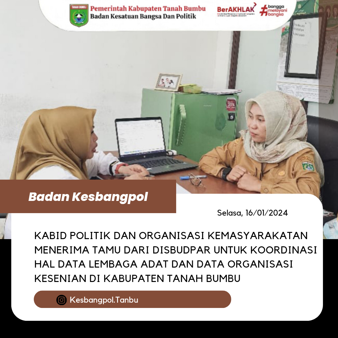 KABID POLITIK DAN ORGANISASI KEMASYARAKATAN KEDATANGAN TAMU DARI DISBUDPAR