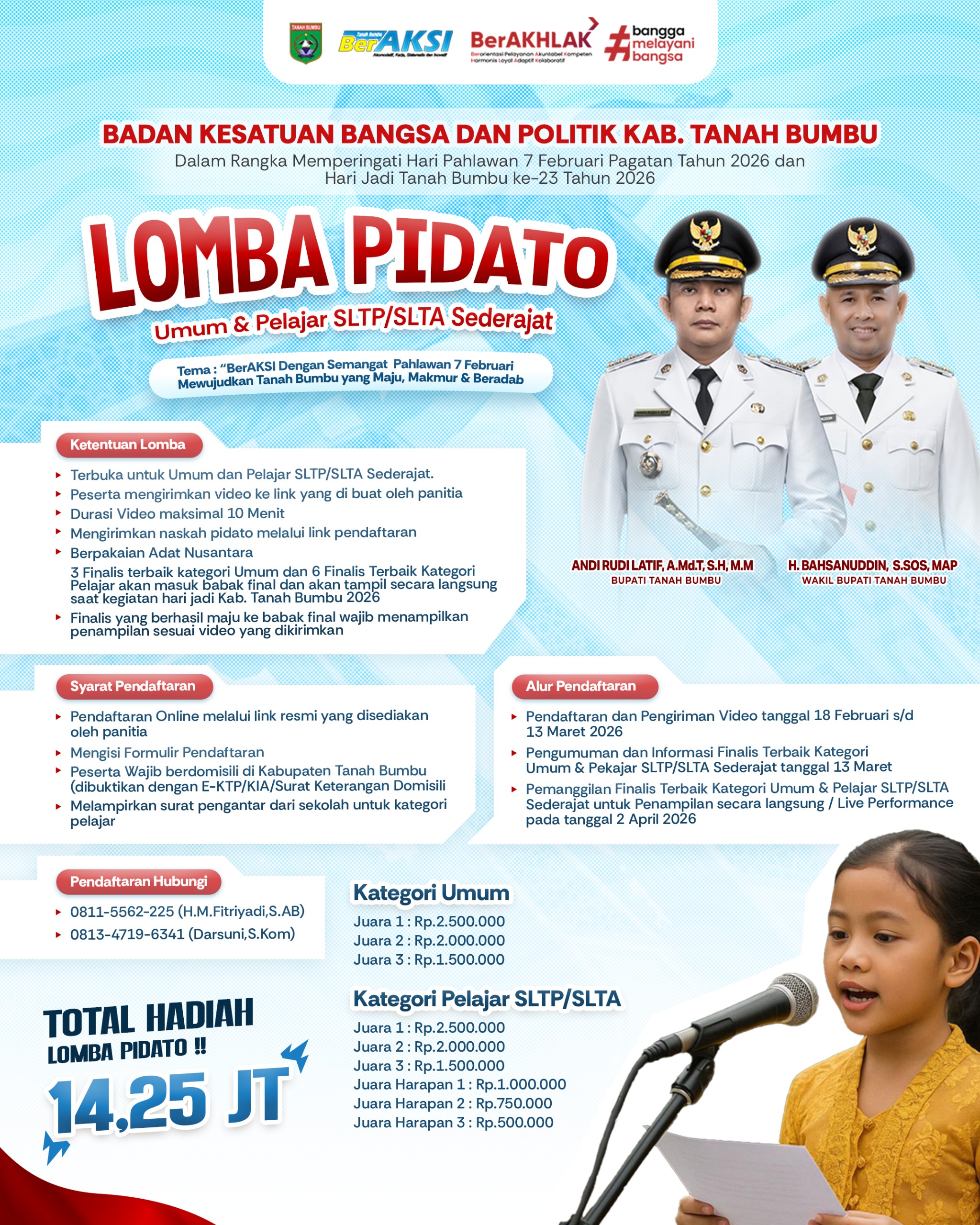 LOMBA PIDATO KATEGORI UMUM & PELAJAR SLTP/SLTA SEDERAJAT TAHUN 2026