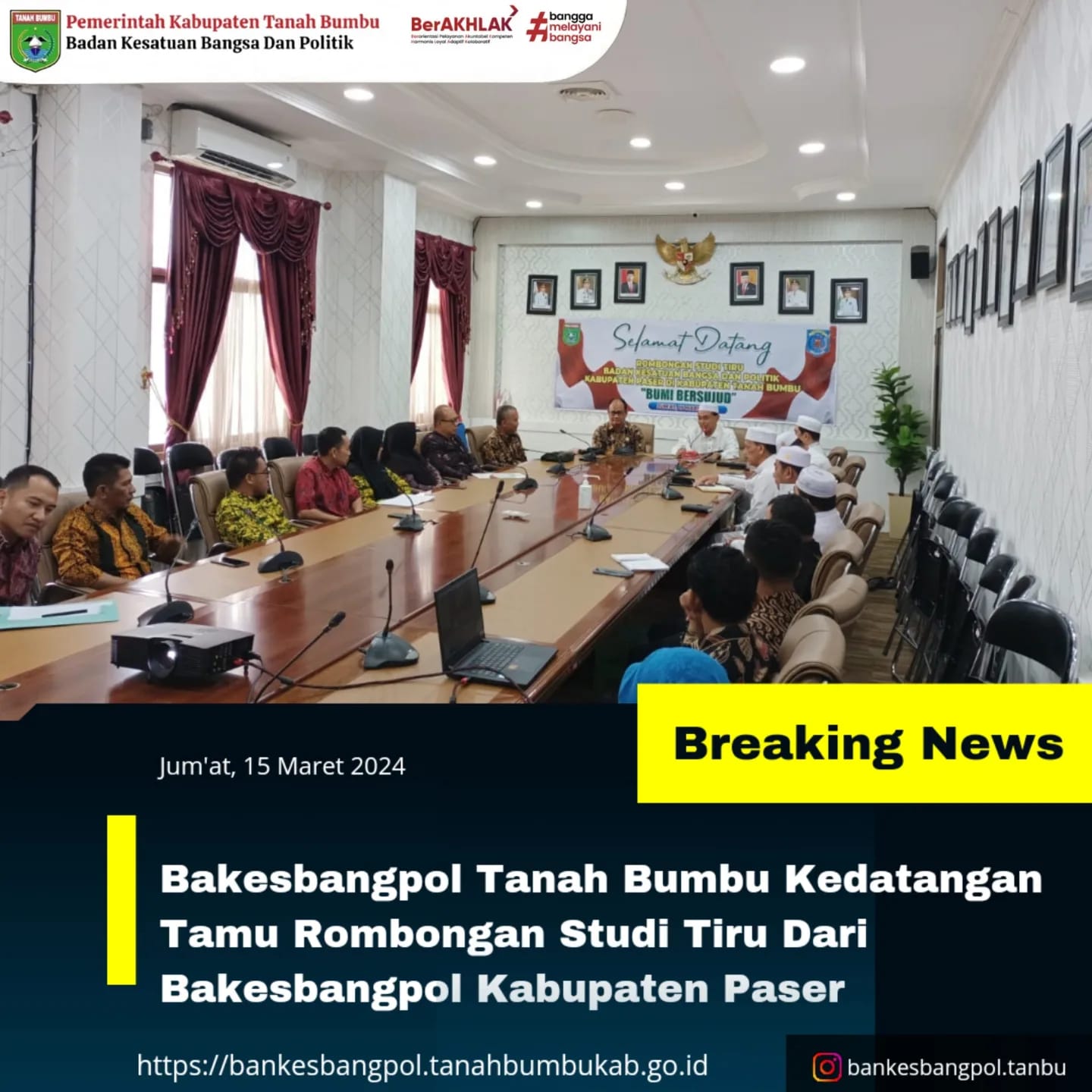 BAKESBANGPOL TANBU KEDATANGAN TAMU ROMBONGAN STUDI TIRU DARI BAKESBANGPOL KABUPATEN PASER 