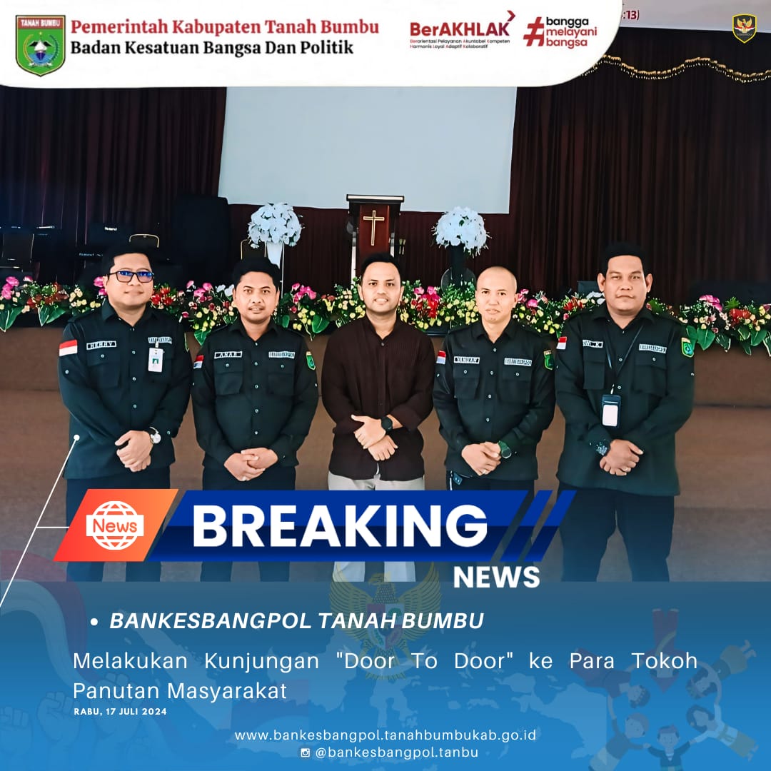 BADAN KESATUAN BANGSA DAN POLITIK TANAH BUMBU KEMBALI 'DOOR TO DOOR' KEPADA PARA TOKOH PANUTAN MASYARAKAT, KALI INI KE BADAN MUSYAWARAH ANTAR GEREJA