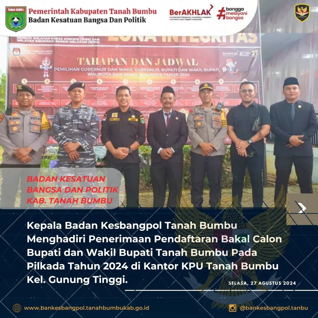 PENERIMAAN PENDAFTARAN BAKAL CALON BUPATI KAB. TANAH BUMBU PILKADA 2024