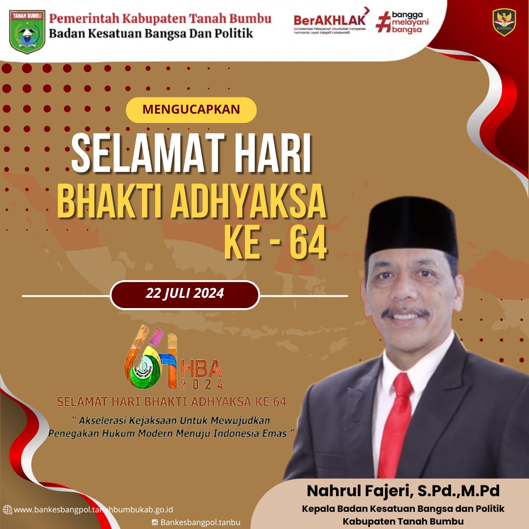 SELAMAT MEMPERINGATI HARI BHAKTI ADHYAKSA KE-64 