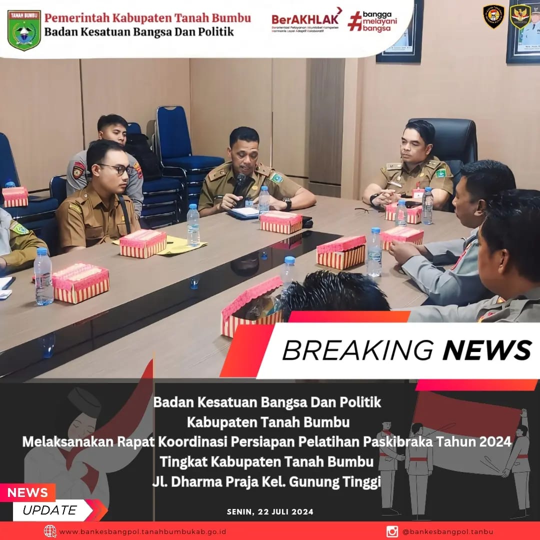 KESBANGPOL TANAH BUMBU MELAKSANAKAN RAKOR TERKAIT PERSIAPAN PELATIHAN PASKIBRAKA 2024