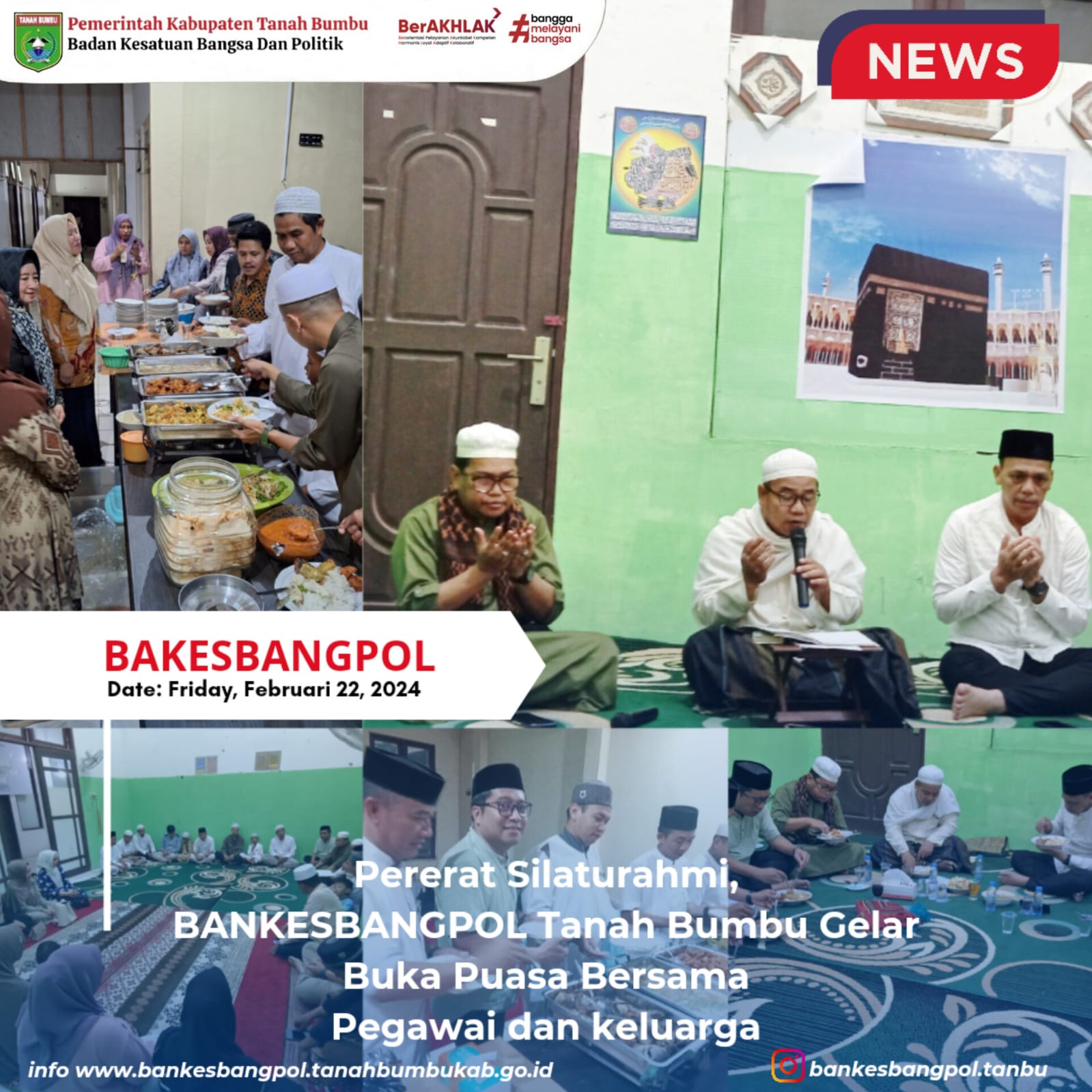 PERERAT SILATURAHMI, BANKESBANGPOL TANAH BUMBU GELAR BUKA PUASA BERSAMA PEGAWAI DAN KELUARGA