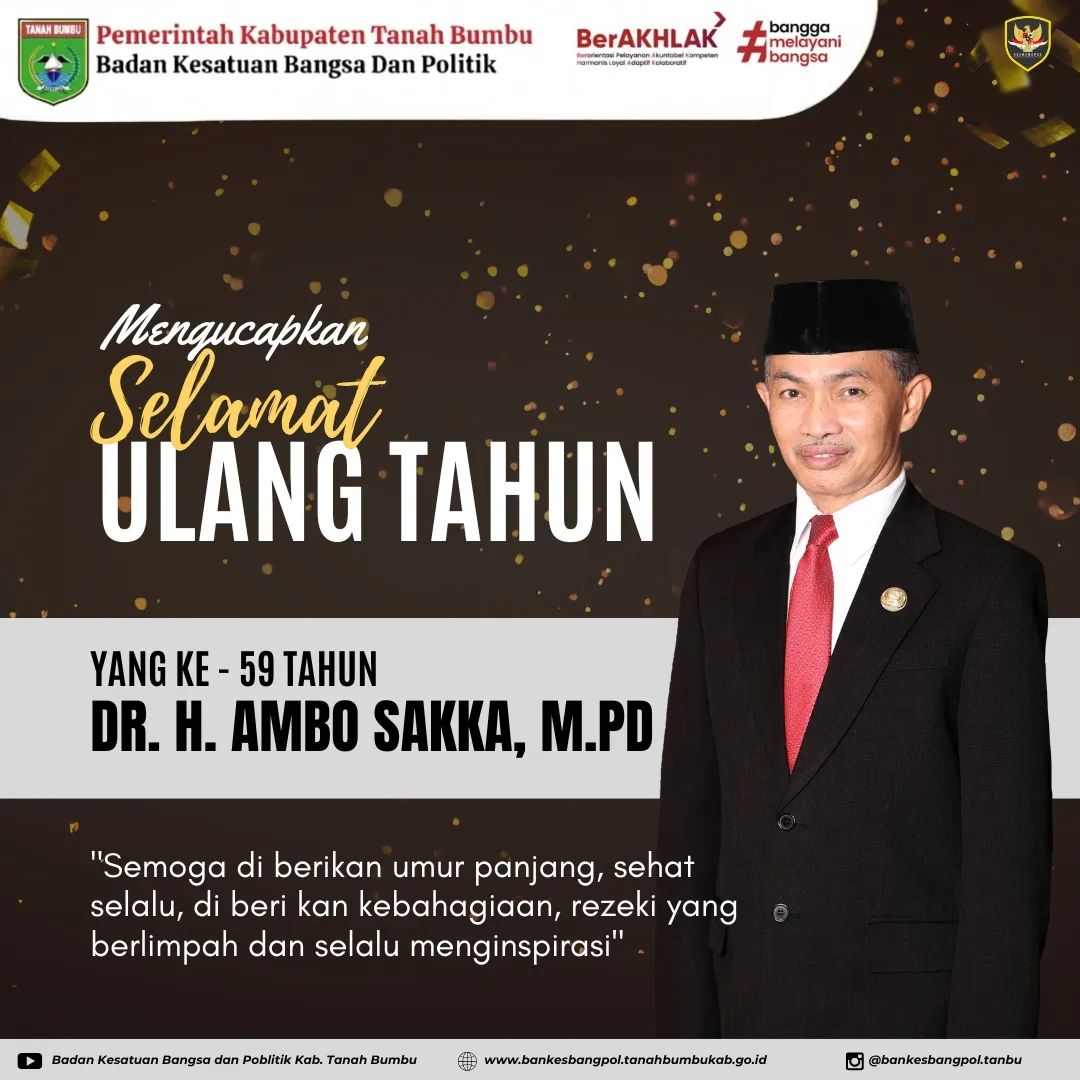SELAMAT ULANG TAHUN SEKDA TANBU DR.H.AMBO SAKKA,M.PD