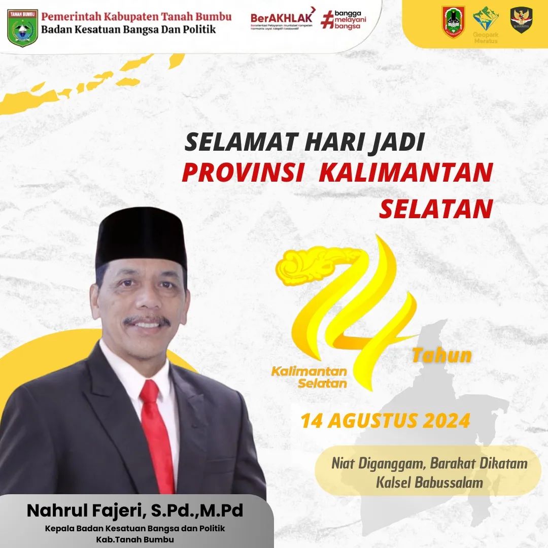 SELAMAT HARI JADI PROVINSI KALIMANTAN SELATAN KE-74 TAHUN