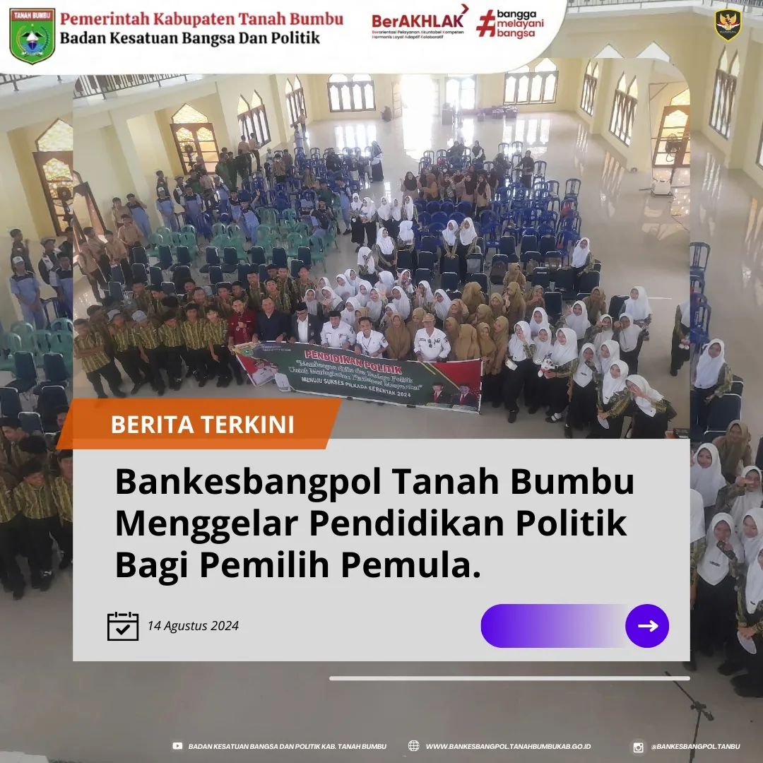 BANKESBANGPOL GELAR PENDIDIKAN POLITIK PADA PEMILIH PEMULA DI KECAMATAN KUSAN HILIR