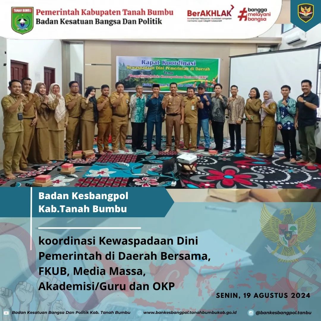 KOORDINASI KEWASPADAAN DINI PEMERINTAH DI DAERAH BERSAMA FKUB, MEDIA MASSA, AKADEMISI/GURU DAN OKP