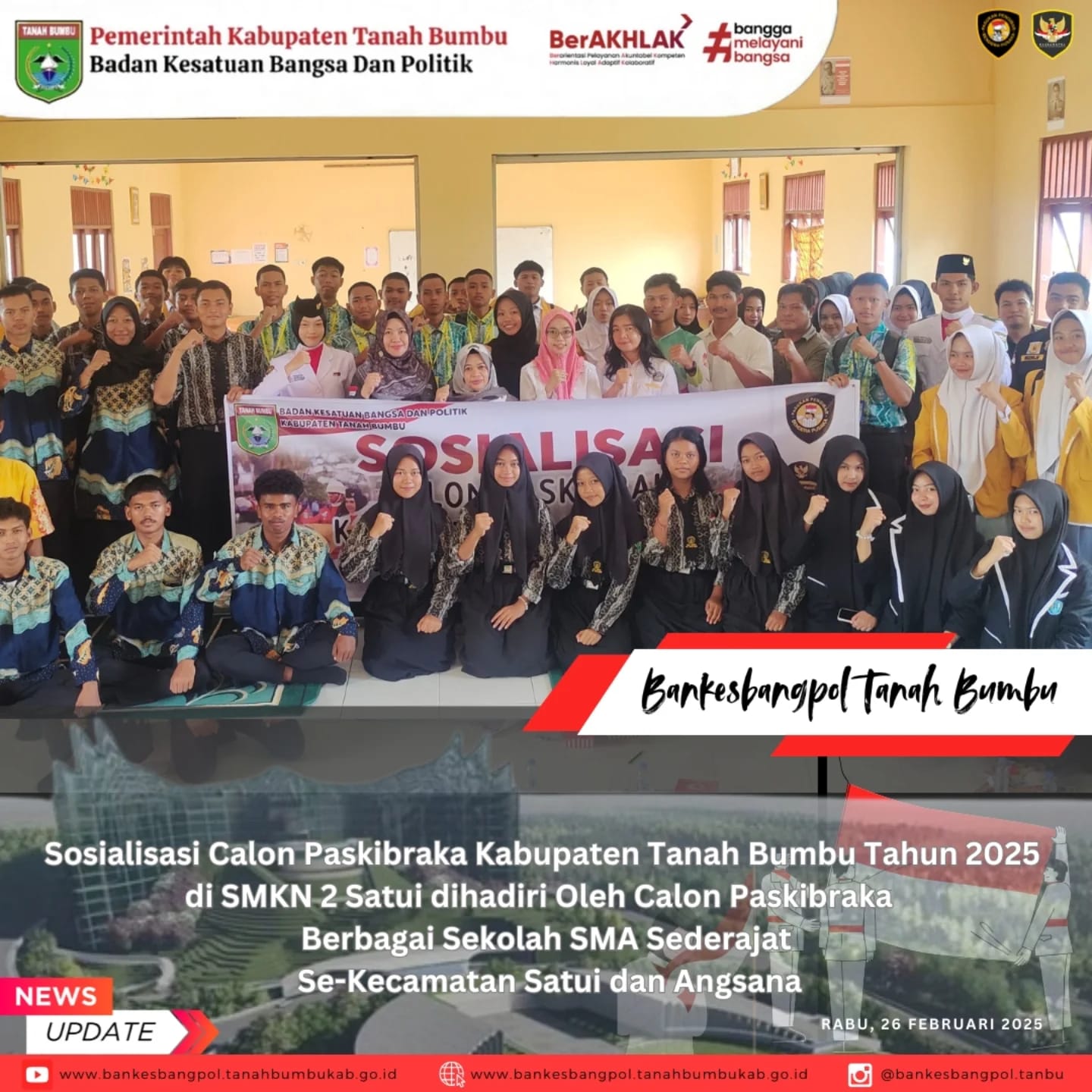 Sosialiasi Calon Paskibraka Kab. Tanah Bumbu di SMKN 2 Satui Dihadiri Oleh Berbagai Sekolah SMA Sederajat Se-Kecamatan Angsana dan Satui